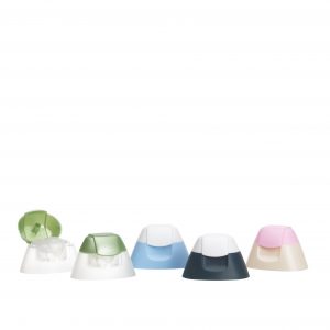 group of plastic flip-top caps, various colours