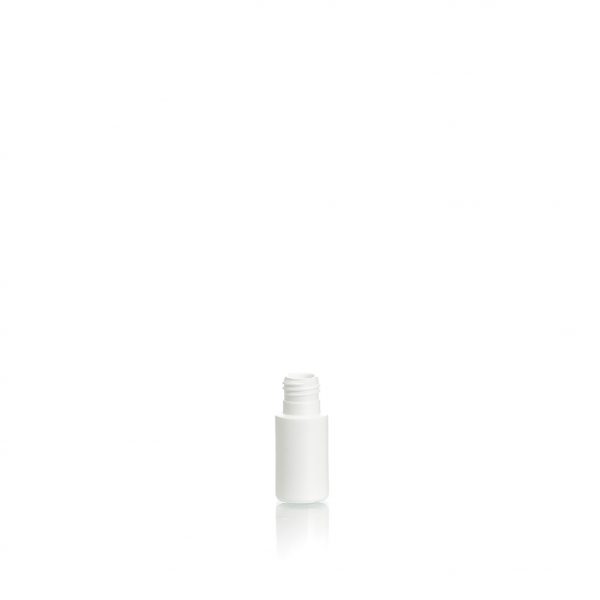 small white plastic cylinder bottle, 15ml, HDPE